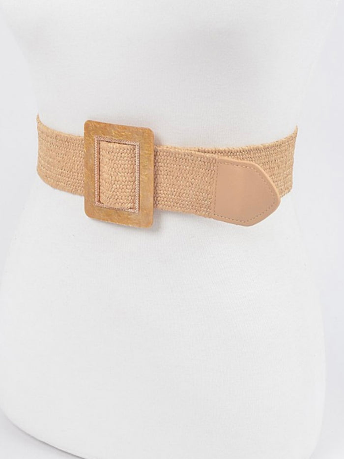 Square Buckle Straw Belt