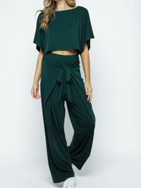 Hunter Green Cropped Top and Palazzo Set