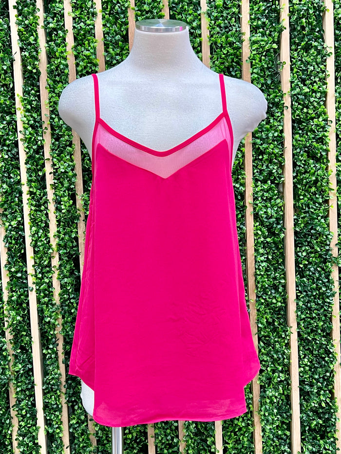 Delicate Mesh Trim Tank Top