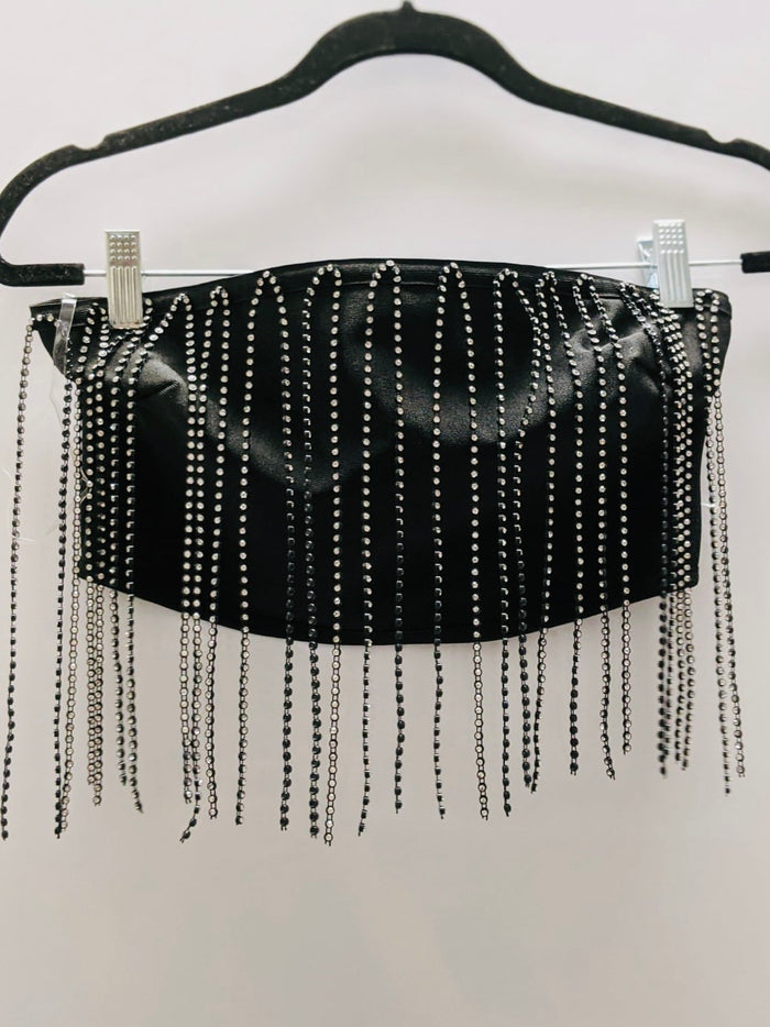 Rhinestone Fringe Crop Top