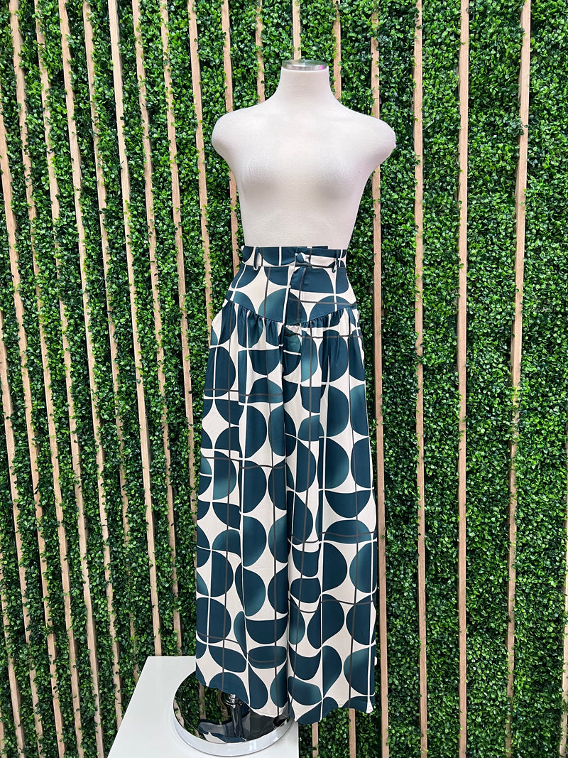 Dark Green GEo Wide Leg Pants
