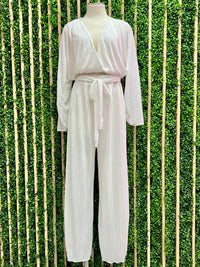 Ivory Pleated Long Sleeve Crop Top