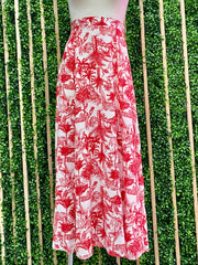 Red Tropical Midi Skirt