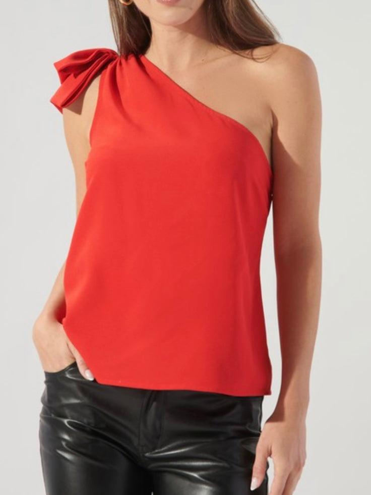 Red One Shoulder Top