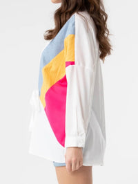 Color Blocked Button Down Blouse