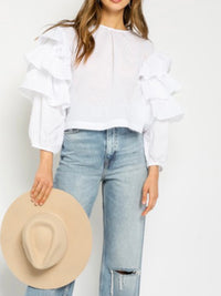 Ruffle Detail Puff Sleeve Top