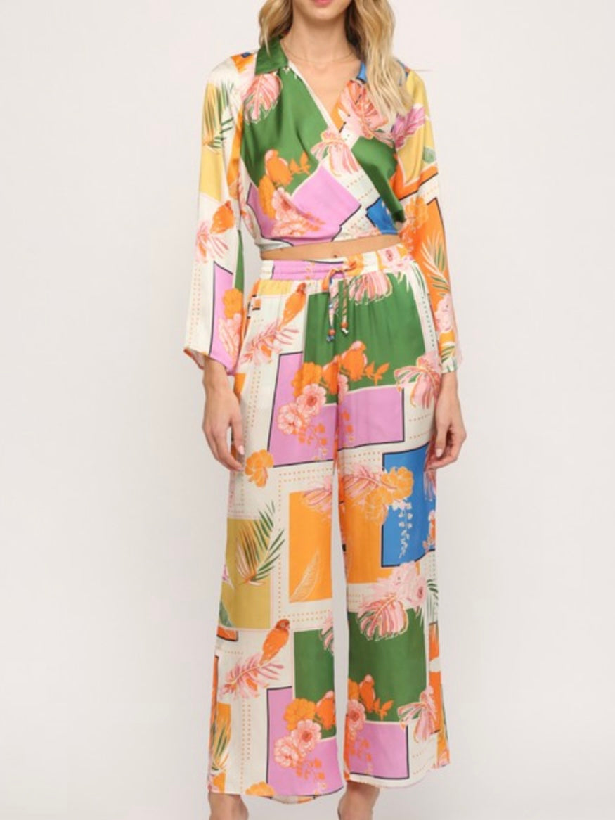 Orange Tropical Print Top