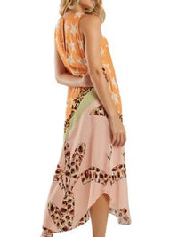 Tropical Print Cheetah Mixed Print Dress