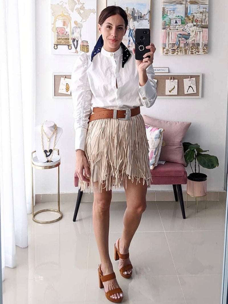 Suede Fringe Skirt