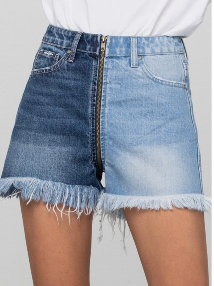 Two Tone Denim Shorts