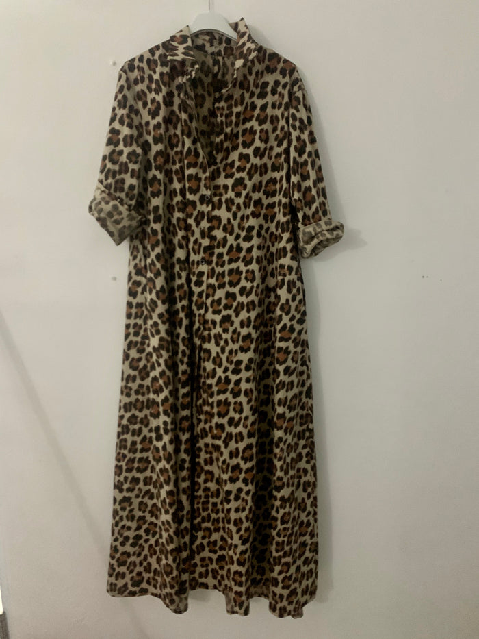 Animal Print Button Down Dress