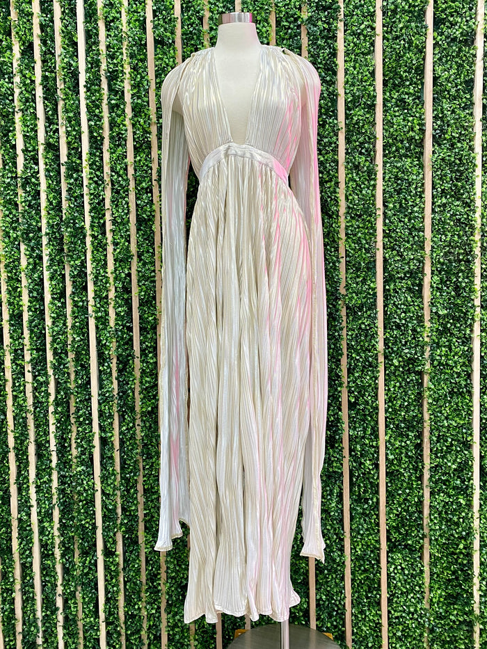 Gold White Pleated Jumpsuit