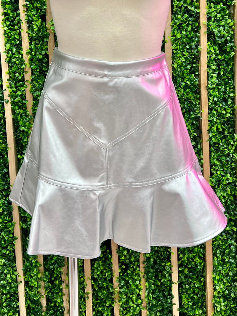 Metallic Pleather Short Skirt