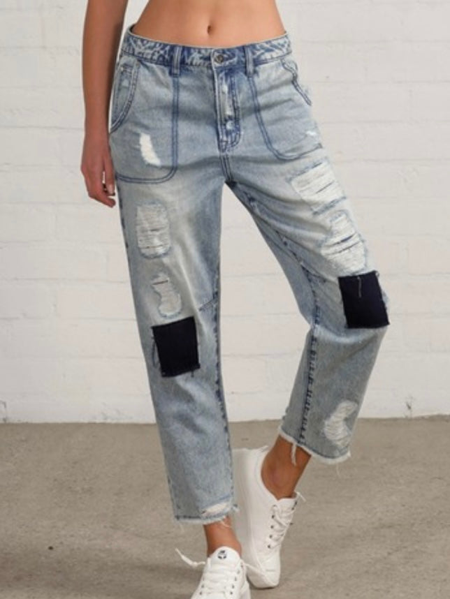 Slouch Patched Jeans