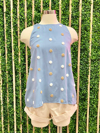 Pom Pom Detail Sleeveless Top