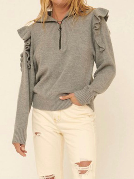 Ruffled Long Sleeve Sweater