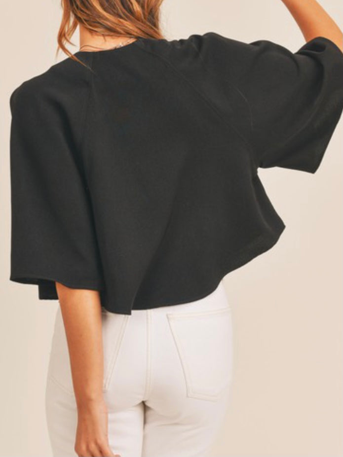 Black V Neck Cape Top