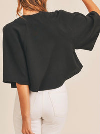 Black V Neck Cape Top