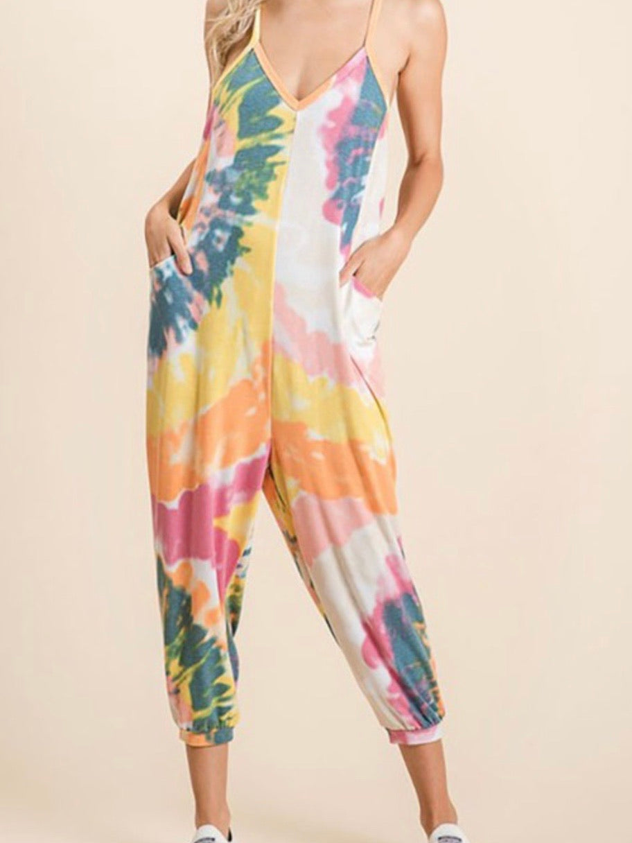 Tie Dye Knit Loose Jumpsuit