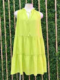 Lime Sleeveless TIered Short Dress