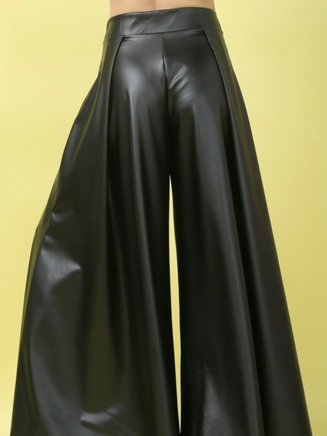 Black Faux Leather Wide Leg Palazzo