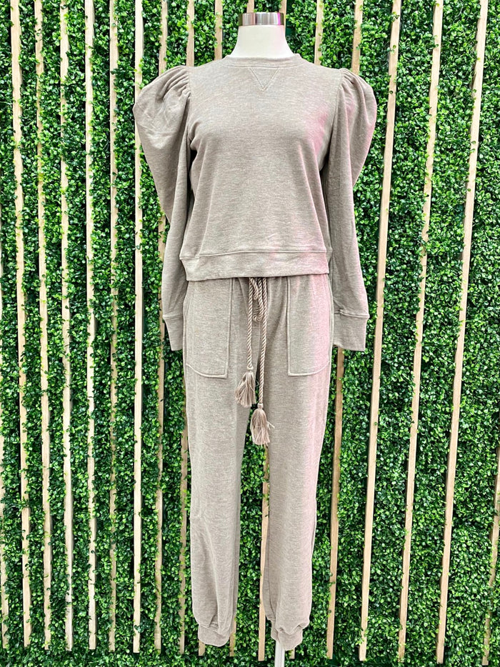 Mocha Balloon Sleeve / Jogger Set