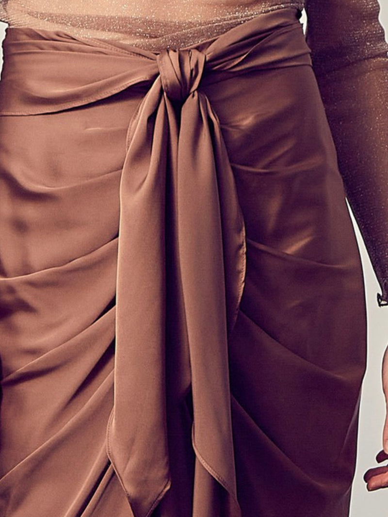 Elegant Front Tie Midi Skirt