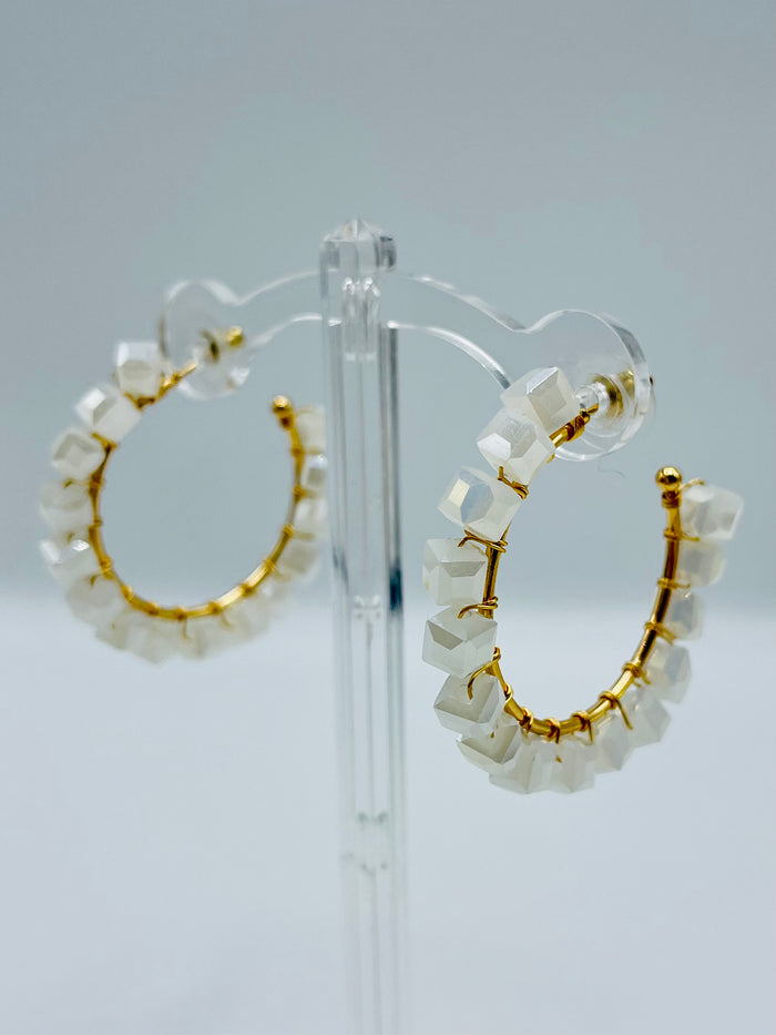 Square Crystal Hoops