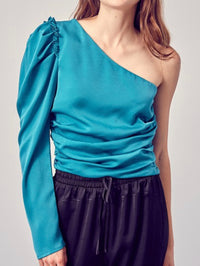 One Shoulder Ruched Blouse