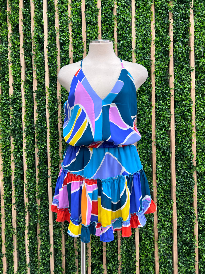 Blue Multi Print Tank Top