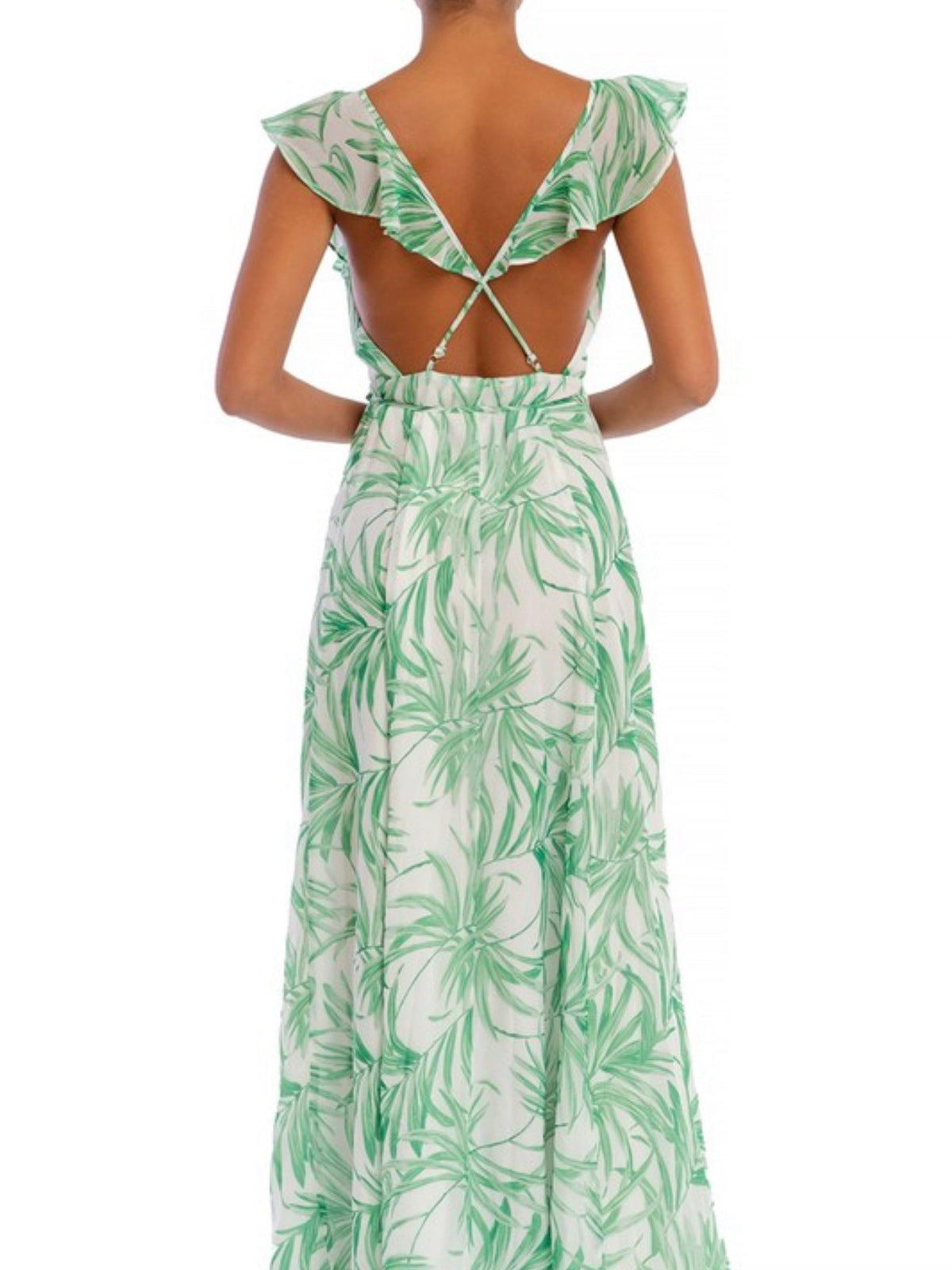 Leaves Wrap Maxi Dress