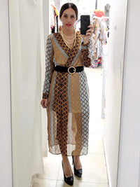 Neutral Print Crossed Midi