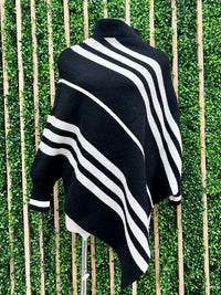 Striped Long Sleeve Poncho
