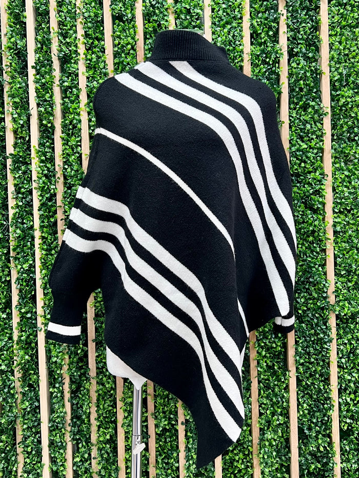Striped Long Sleeve Poncho