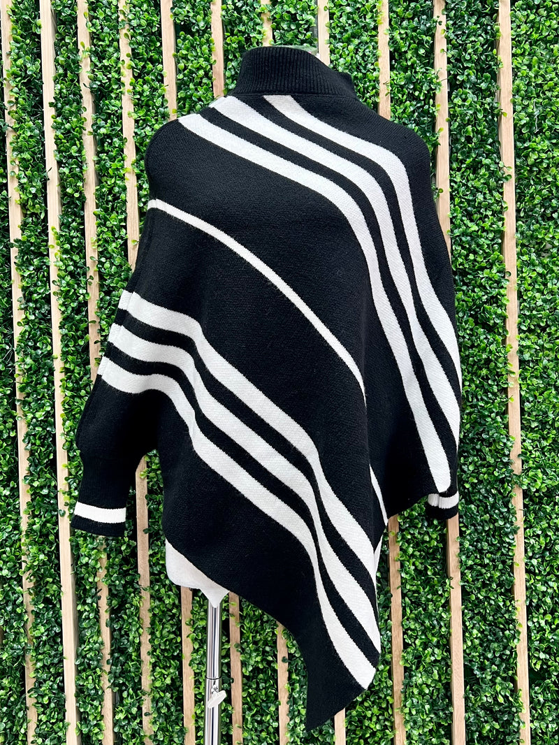 Striped Long Sleeve Poncho