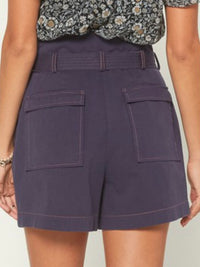 Contrast Stitch High Waist Shorts