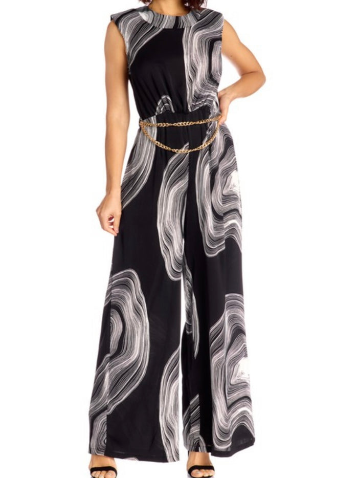 Classy Black Swirl Jumpsuit