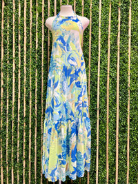 Blue Lime Halter Maxi Dress