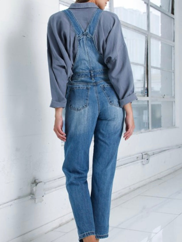 Pocket Detail Denim Overall