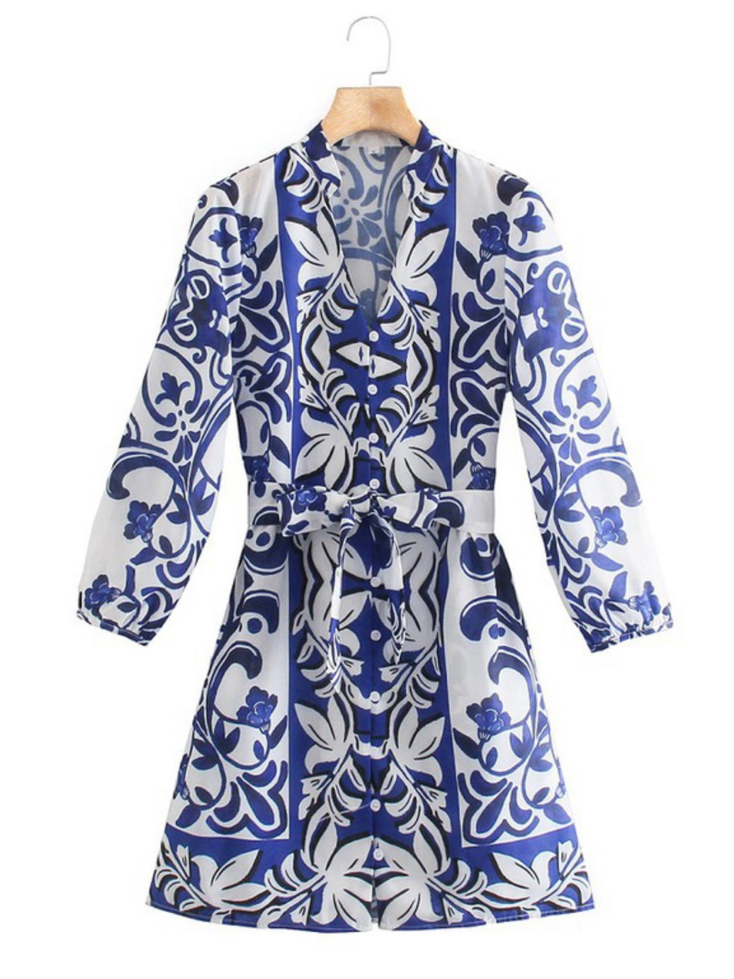 Blue Vine Short Blouse Dress