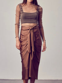 Elegant Front Tie Midi Skirt