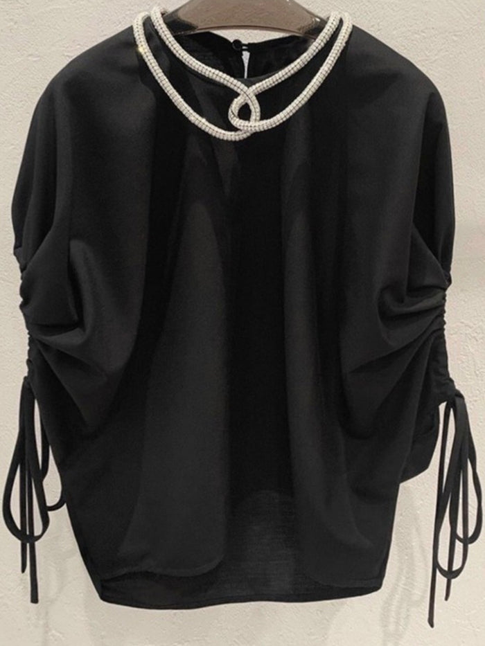 Rhinestone neckline Top