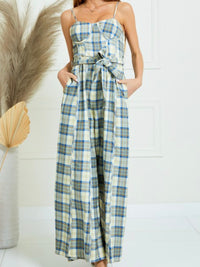 Plaid Strapless Bustier Jumpsuit