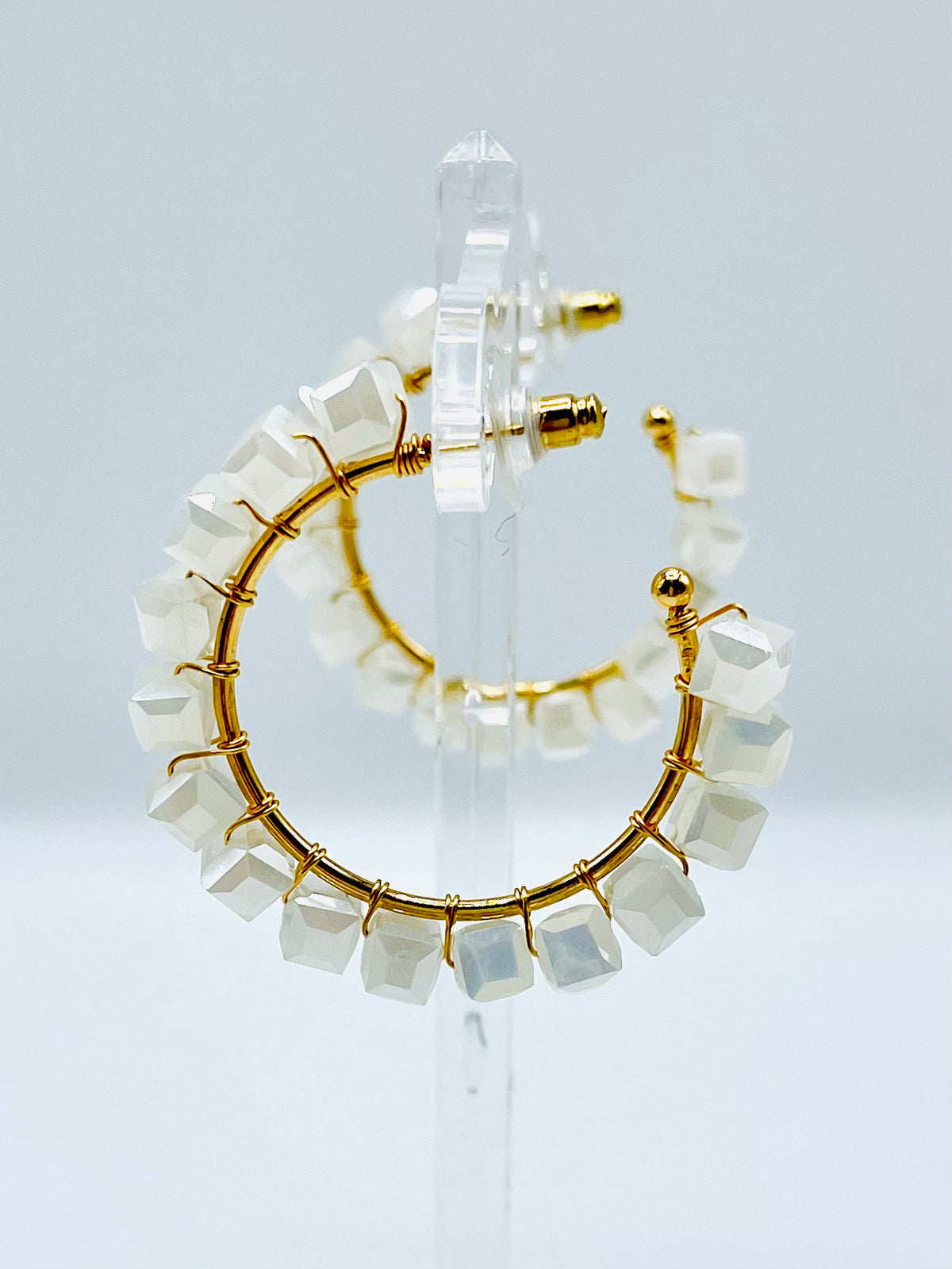 Square Crystal Hoops