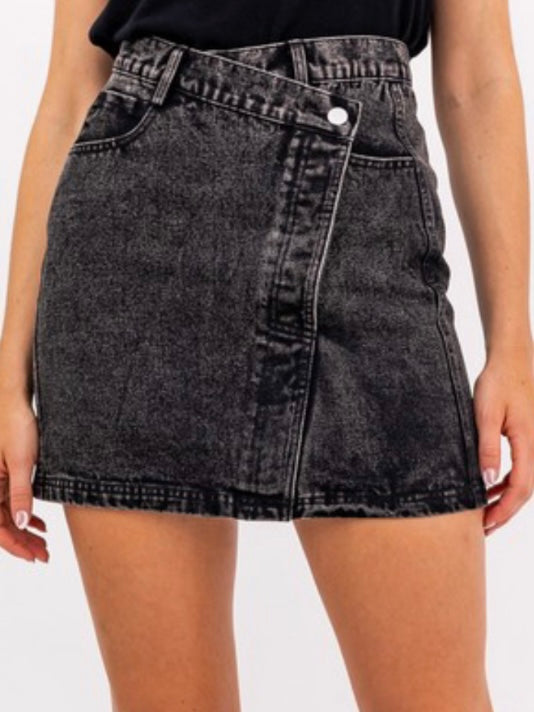 Black Denim Mini Skirt