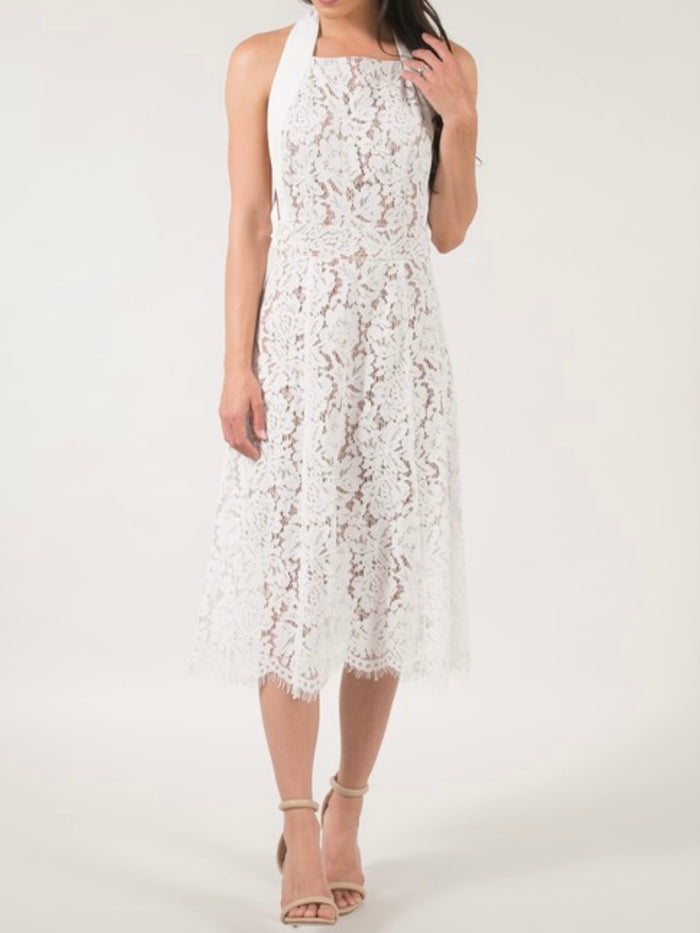 Halter Lace Midi Dress