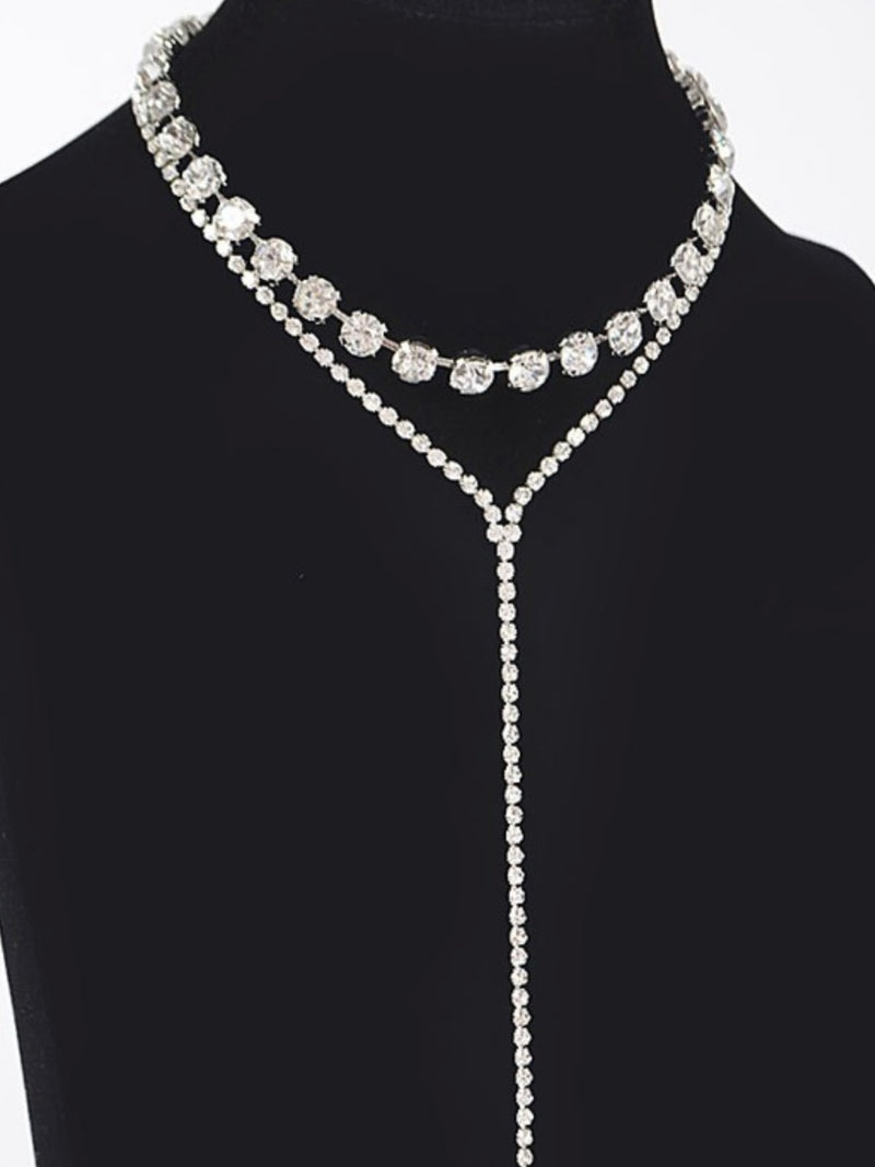 Rhinestone Lariat Double Necklace