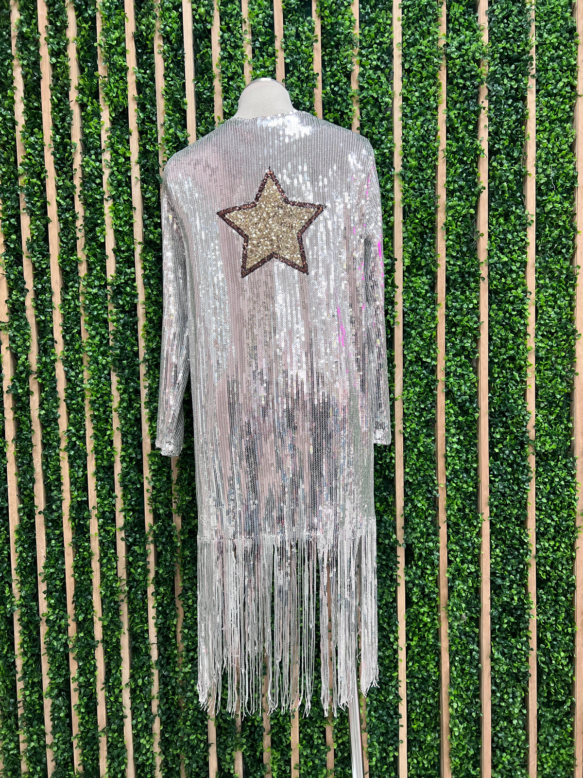 Star Silver Sequin Long Vest