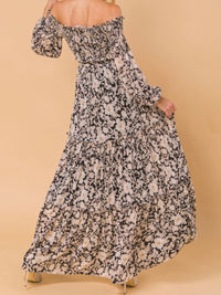 Black Floral Off Shoulder Maxi Dress