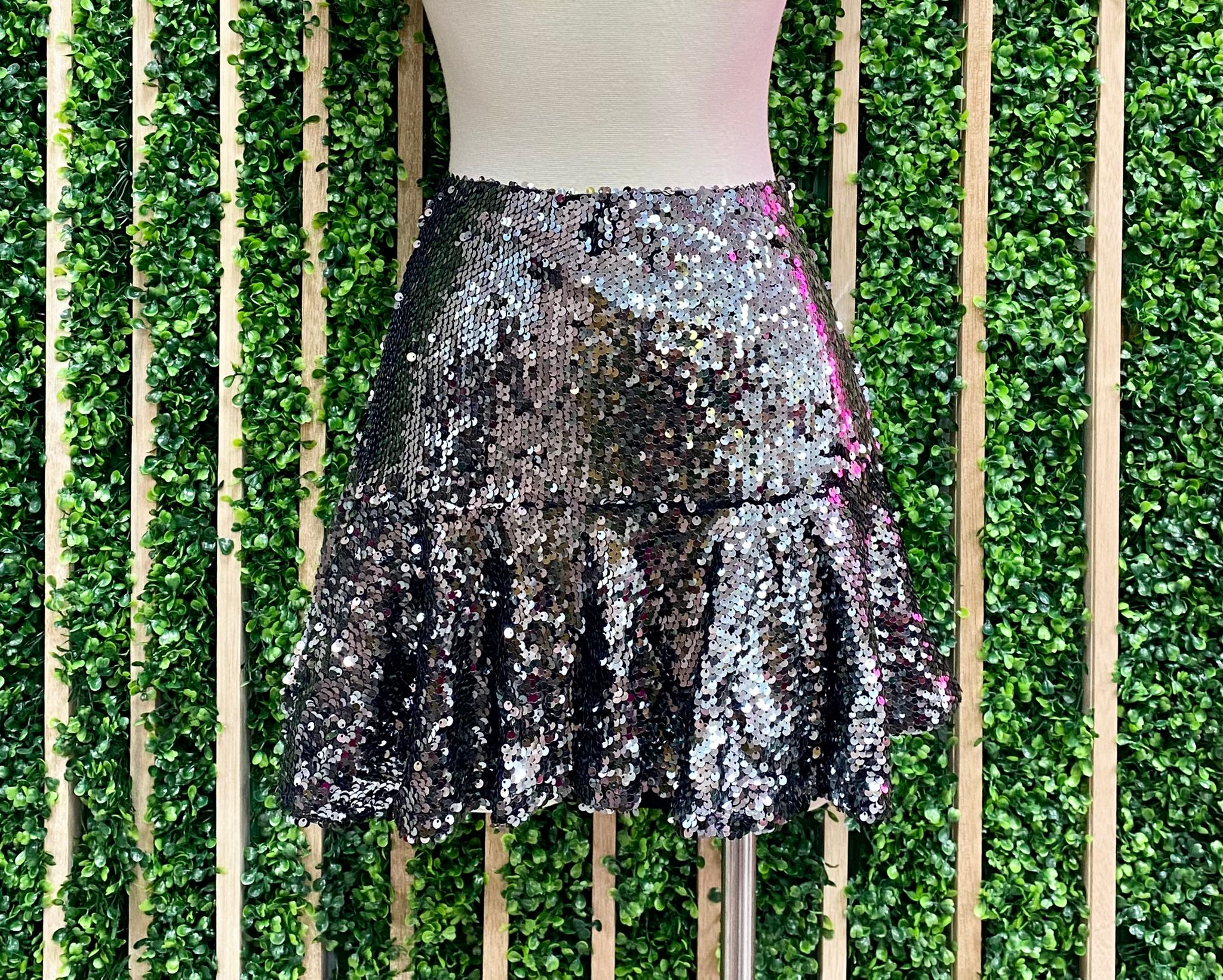 Sequin flare outlet skirt